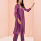 Rajwada Purple Organza Embroidered Stitched Kurta Set For Women