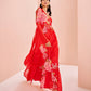 Rajwada Red Chinon Printed Stitched Kurta Set For Women