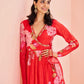 Rajwada Red Chinon Printed Stitched Kurta Set For Women