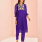 Rajwada Purple Organza Embroidered Stitched Kurta Set For Women