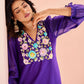 Rajwada Purple Organza Embroidered Stitched Kurta Set For Women