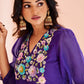 Rajwada Purple Organza Embroidered Stitched Kurta Set For Women