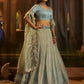 Rajwada Blue Organza Embroidered Lehenga For Women