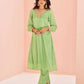 Rajwada Light Green Chinon Embroidered Stitched Kurta Set For Women