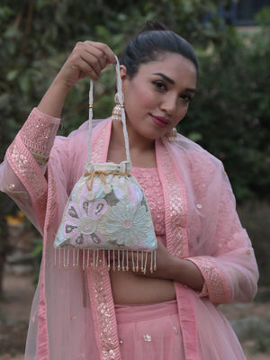 Odette Multicolor Beads and Sequins Embroidered Potli Bag for Women