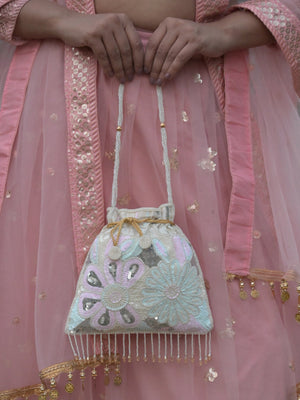 Rajwada Multicolor Beads and Sequins Embroidered Potli Bag for Women