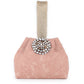 Rajwada Peach Faux Stone Embellished and Textured Batua for Women