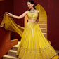 Rajwada Yellow Georgette Embroidered Semi-Stitched Lehenga For Women
