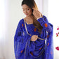 Rajwada Blue Georgette Bandhani Print Kurta Set For Women