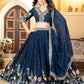 Rajwada  Blue Georgette Embroidered Semi-Stitched Lehenga For Women