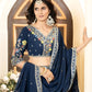 Rajwada  Blue Georgette Embroidered Semi-Stitched Lehenga For Women
