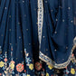 Rajwada  Blue Georgette Embroidered Semi-Stitched Lehenga For Women