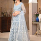 Rajwada Light Blue Net Embroidered Semi-Stitched Lehenga For Women