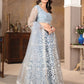 Rajwada Light Blue Net Embroidered Semi-Stitched Lehenga For Women