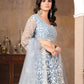 Rajwada Light Blue Net Embroidered Semi-Stitched Lehenga For Women