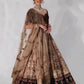 Rajwada Brown Silk Blend Embroidered Semi-Stitched Lehenga For Women