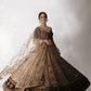 Rajwada Brown Silk Blend Embroidered Semi-Stitched Lehenga For Women