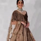 Rajwada Brown Silk Blend Embroidered Semi-Stitched Lehenga For Women