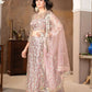 Rajwada Light Pink Net Embellished Semi-Stitched Lehenga For Women