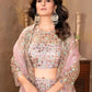 Rajwada Light Pink Net Embellished Semi-Stitched Lehenga For Women