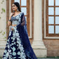 Rajwada Navy Blue Georgette Embroidered Semi-Stitched Lehenga For Women