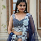 Rajwada Navy Blue Georgette Embroidered Semi-Stitched Lehenga For Women