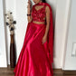 Rajwada Magenta Satin Silk Solid Semi-Stitched Lehenga For Women