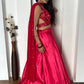 Rajwada Magenta Satin Silk Solid Semi-Stitched Lehenga For Women