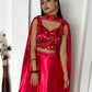 Rajwada Magenta Satin Silk Solid Semi-Stitched Lehenga For Women