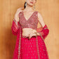 Rajwada Red Georgette Embroidered Semi-Stitched Lehenga For Women