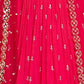 Rajwada Red Georgette Embroidered Semi-Stitched Lehenga For Women