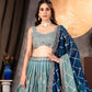 Rajwada Blue Georgette Embroidered Semi-Stitched Lehenga For Women
