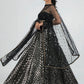 Rajwada Black Georgette Embellished Semi-Stitched Lehenga For Women