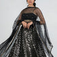 Rajwada Black Georgette Embellished Semi-Stitched Lehenga For Women