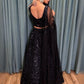 Rajwada Black Net Embroidered Semi-Stitched Lehenga For Women