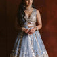 Rajwada Grey Net Embellished Semi-Stitched Lehenga For Women
