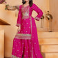 Rajwada Pink Georgette Solid Stitched Kurta Set For Women