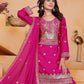 Rajwada Pink Georgette Solid Stitched Kurta Set For Women