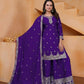 Rajwada Purple Georgette Solid Stitched Kurta Set For Women