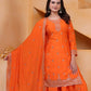 Rajwada Orange Georgette Solid Stitched Kurta Set For Women