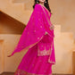 Rajwada Pink Georgette Solid Stitched Kurta Set For Women