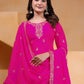 Rajwada Pink Georgette Solid Stitched Kurta Set For Women