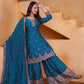 Rajwada Teal Blue Georgette Solid Stitched Kurta Set For Women