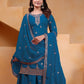 Rajwada Teal Blue Georgette Solid Stitched Kurta Set For Women