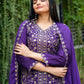 Rajwada Purple Chinon Embroidered & Cutwork Kurta Set For Women