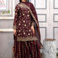 Rajwada Brown Chinon Embroidered Kurta Set For Women