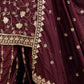 Rajwada Brown Chinon Embroidered Kurta Set For Women