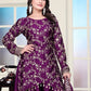 Rajwada Purple Chinon Embroidered Kurta Set For Women