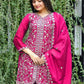Rajwada Pink Chinon Embroidered & Cutwork Kurta Set For Women
