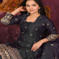 Rajwada Black Chinon Embroidered Stitched Kurta Set For Women